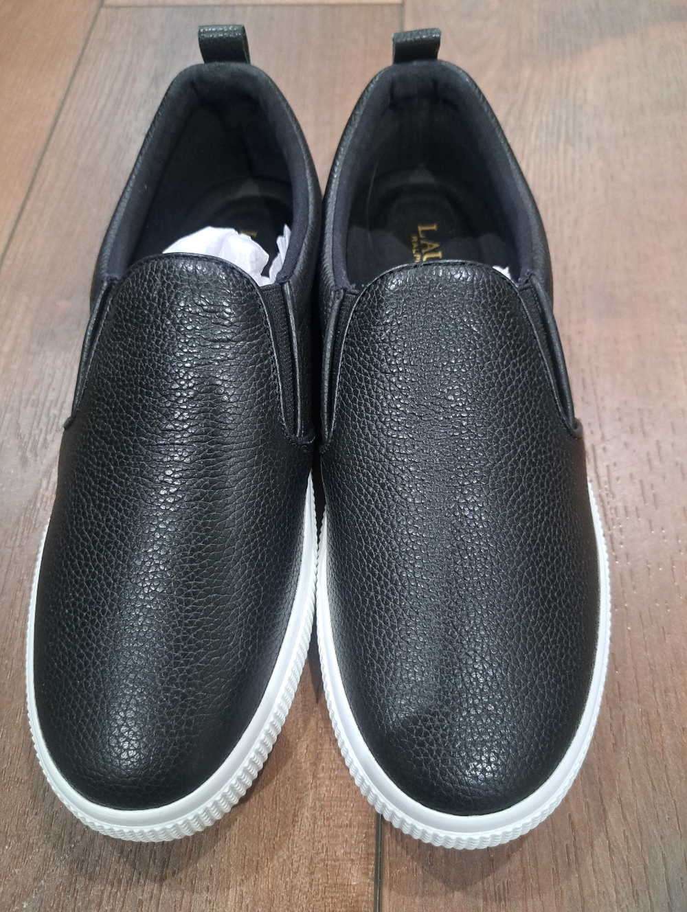 Lauren Ralph Lauren Haddley Women Black Slip On Comfort Low Top Sneakers 7 Shoes